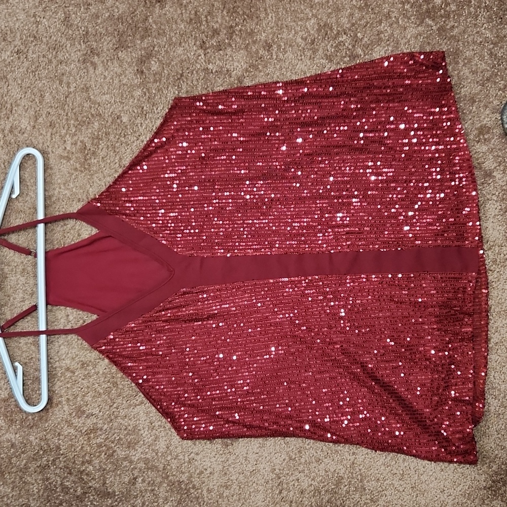 Maroon Sequin tank